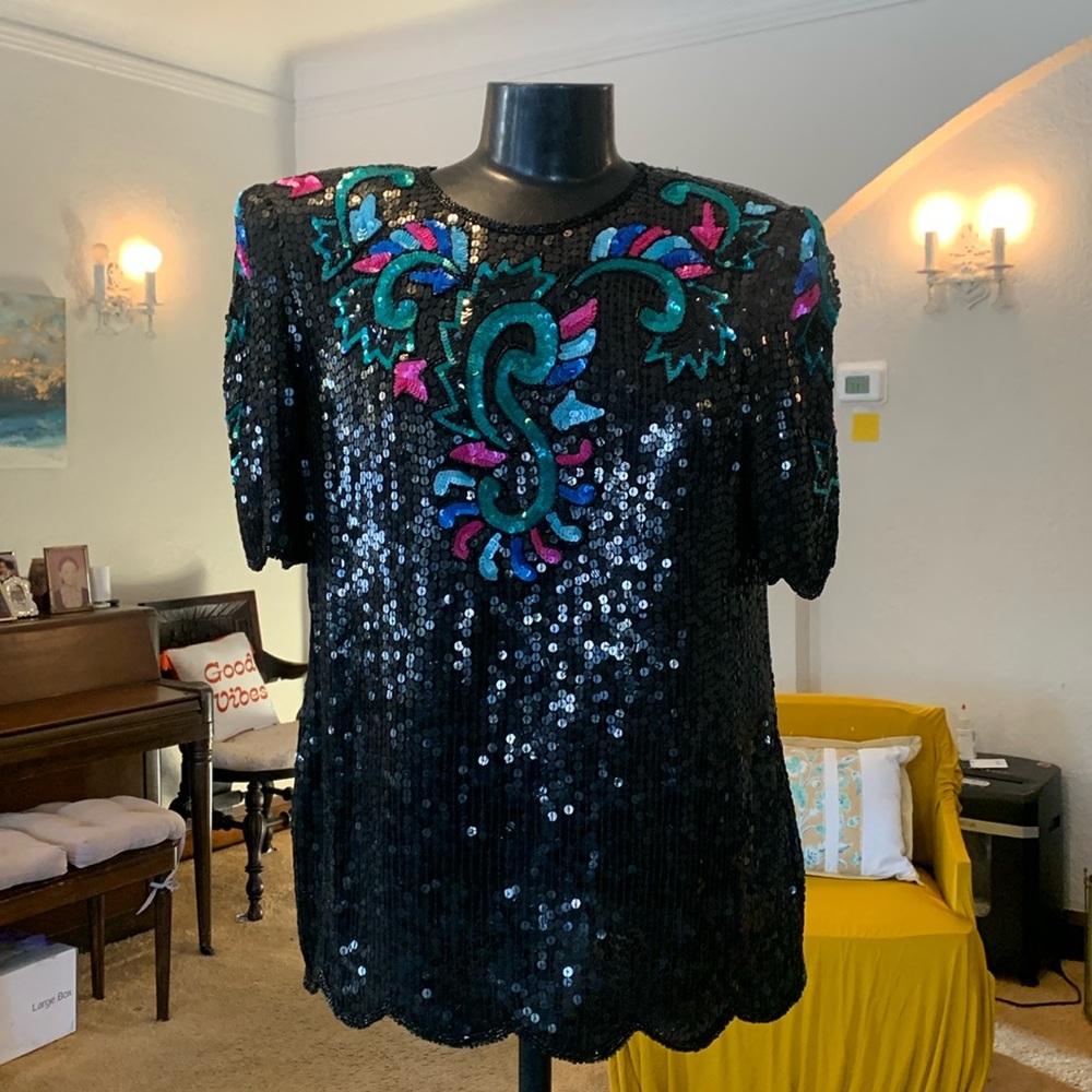 Beautiful Vintage Sequin Top, Size M